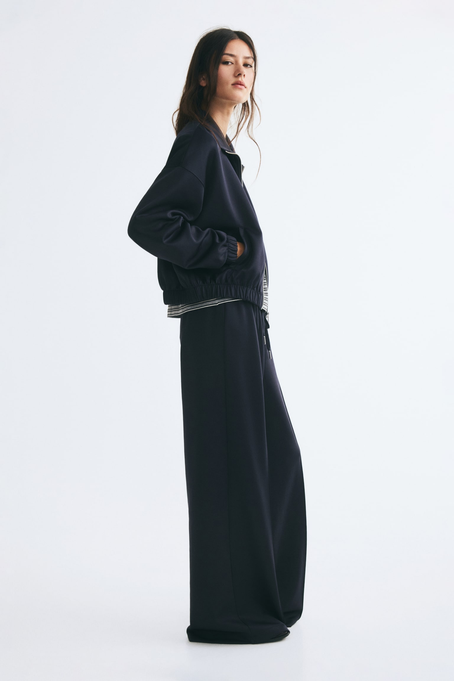 Fine-ribbed track jacket - Navy blue/Dark purple - 1