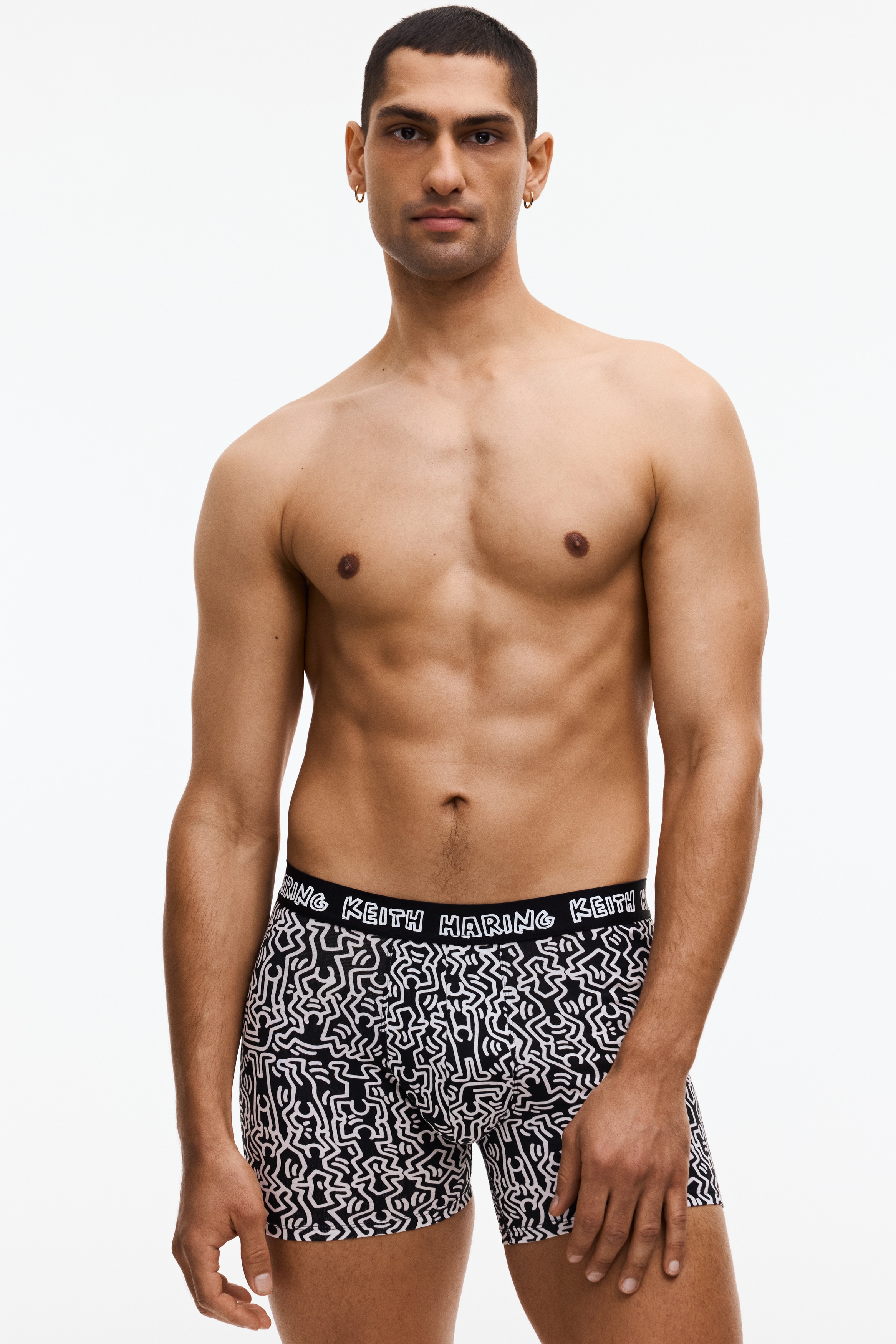 3-pack bomullstrunks med tryckt motiv - Svart/Keith Haring