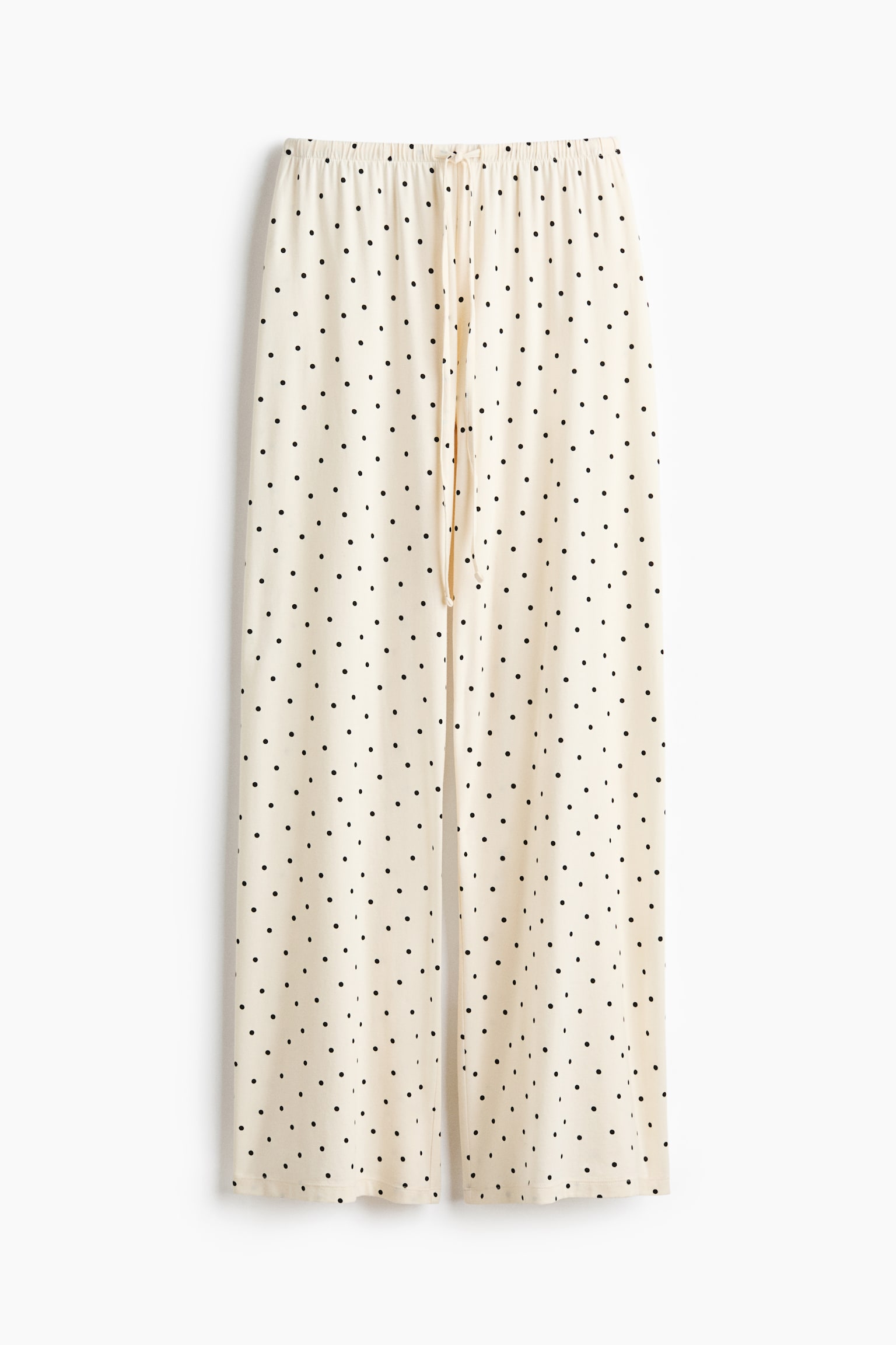 Pantalón de pijama en mezcla de algodón - Crema/Lunares/Gris jaspeado oscuro - 1