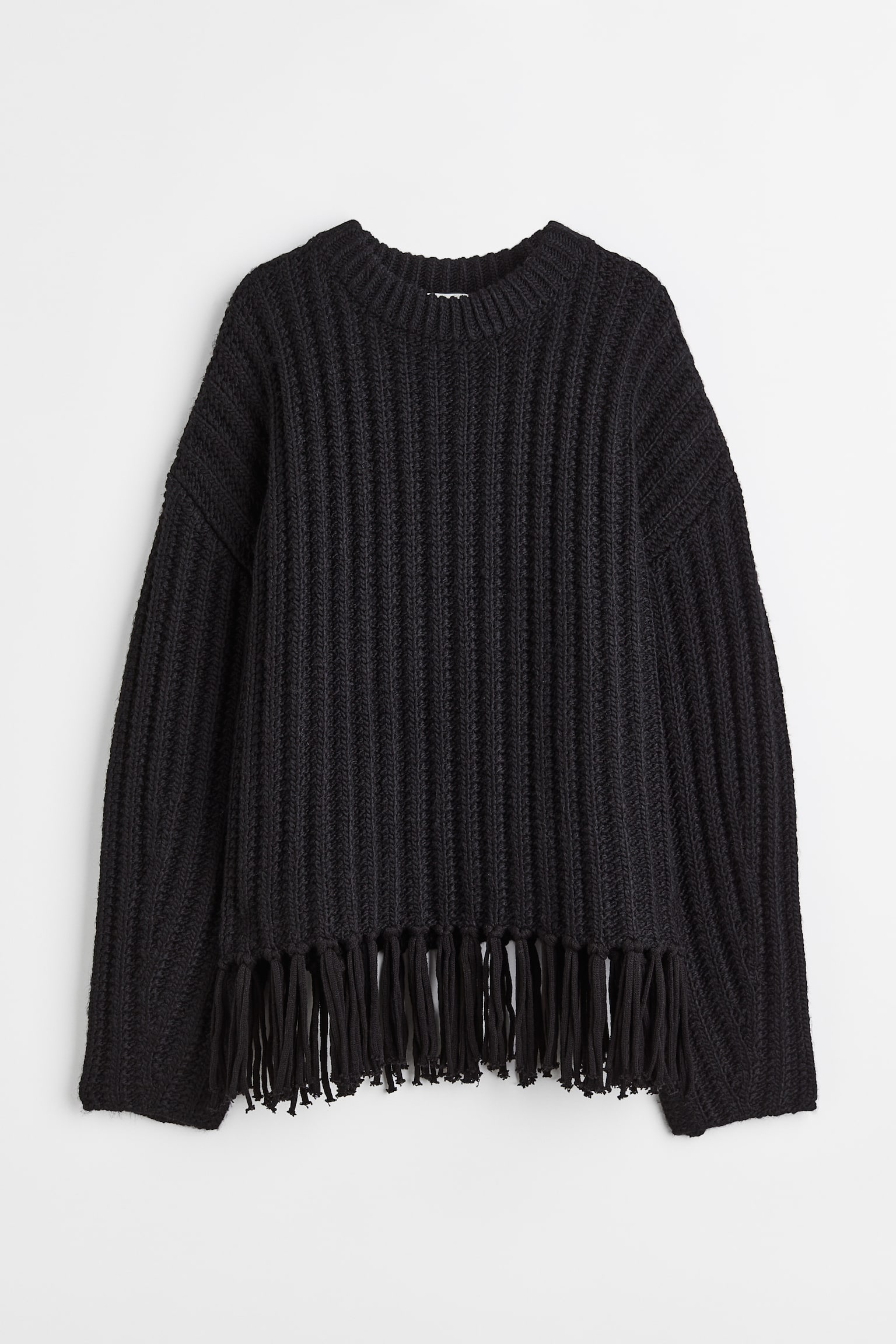 Fringe-trimmed jumper - Black - 1