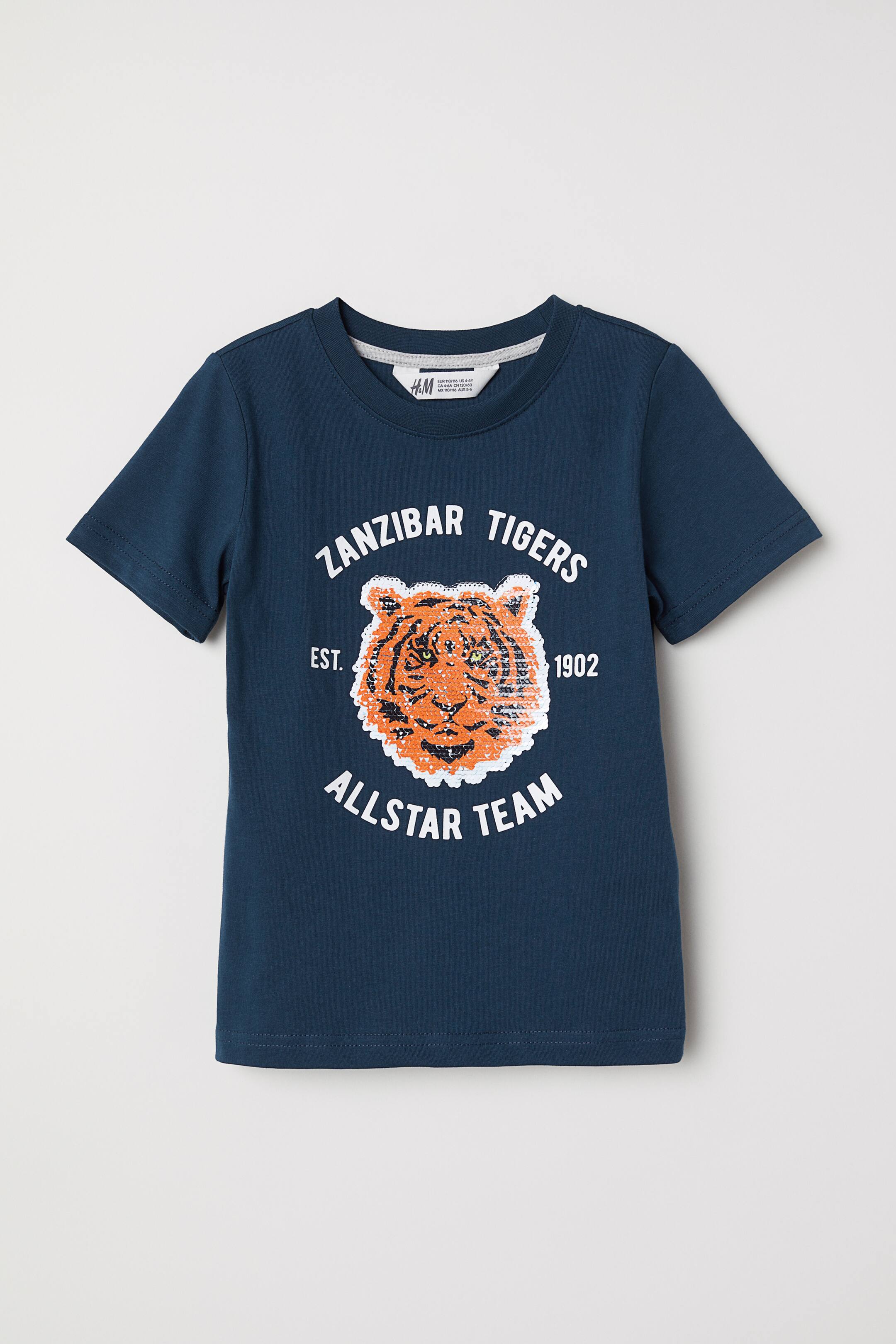 查看大圖: 圖案T恤 - 深藍色/老虎 - Kids | H&M 1