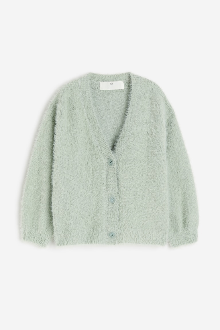 Fluffy Cardigan Sage green Kids H&M US