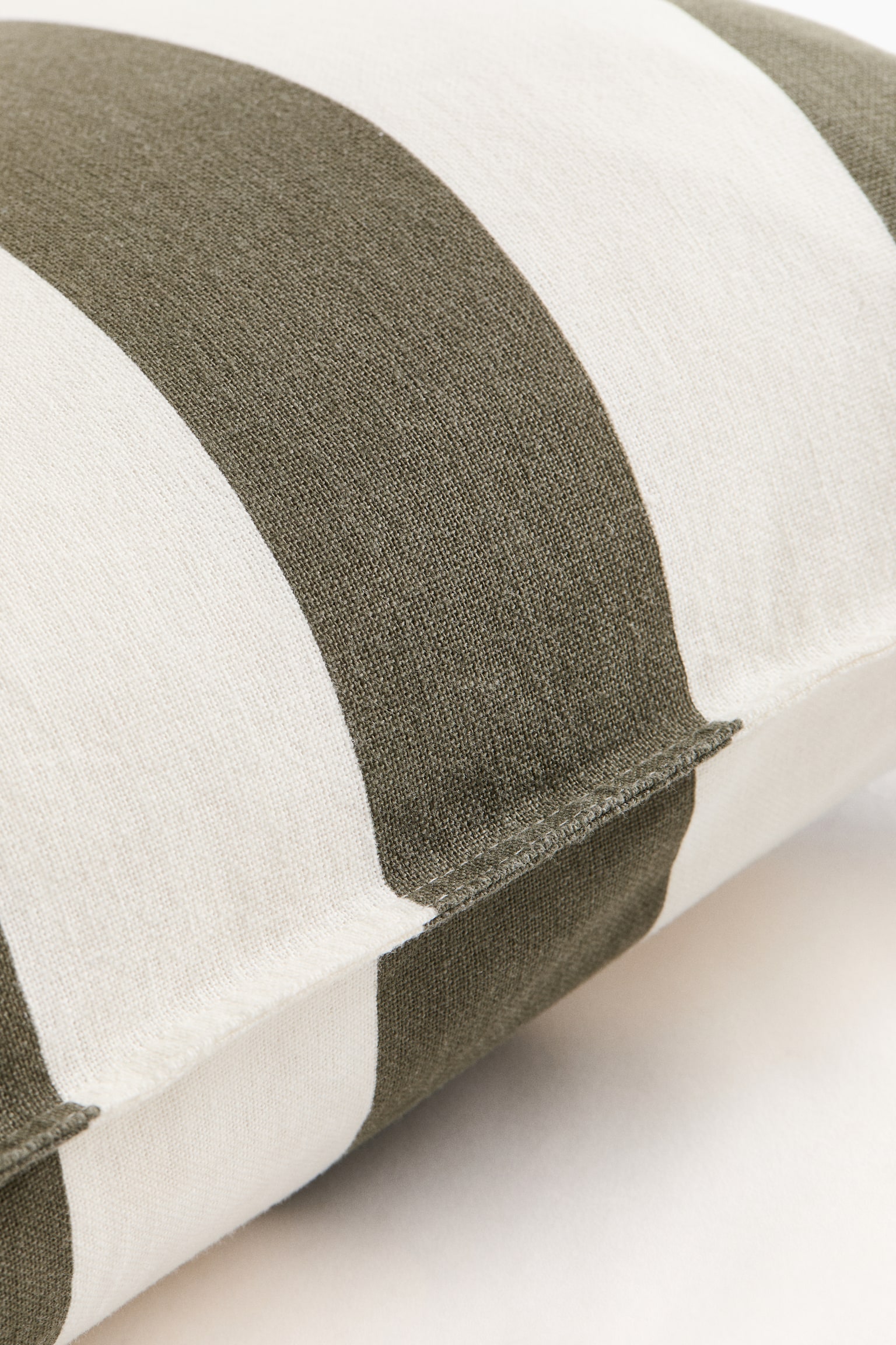 Linen-blend cushion cover - Dark olive green/White striped/Beige/White striped/Light dusty blue/Striped/Light yellow/Striped/Brown/White striped/Light dusty pink/Striped - 4