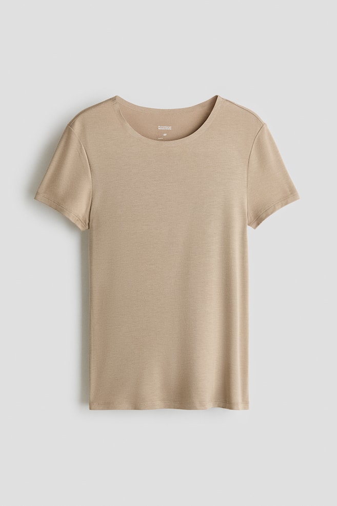 Warming Slim Fit T-shirt - Beige/White/Dark brown - 1