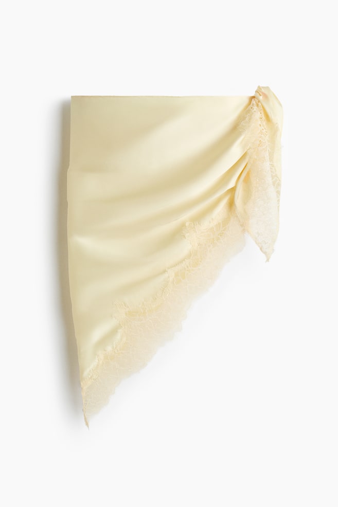 Lace-trimmed triangle scarf - Light yellow/Dark dusty pink/Light blue/Light purple/White - 1
