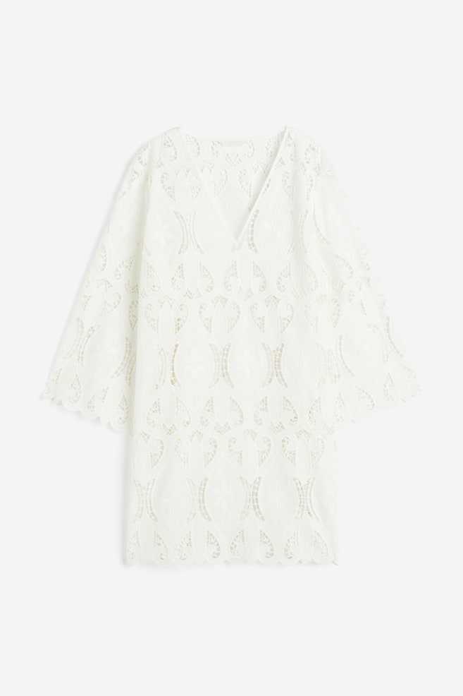 Embroidered dress - White/Orange - 2