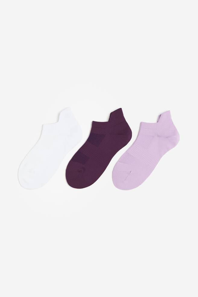 3-pack DryMove™ sports socks - Dark purple/Light purple/White/White/Black/Pink/White/Pigeon blue - 1