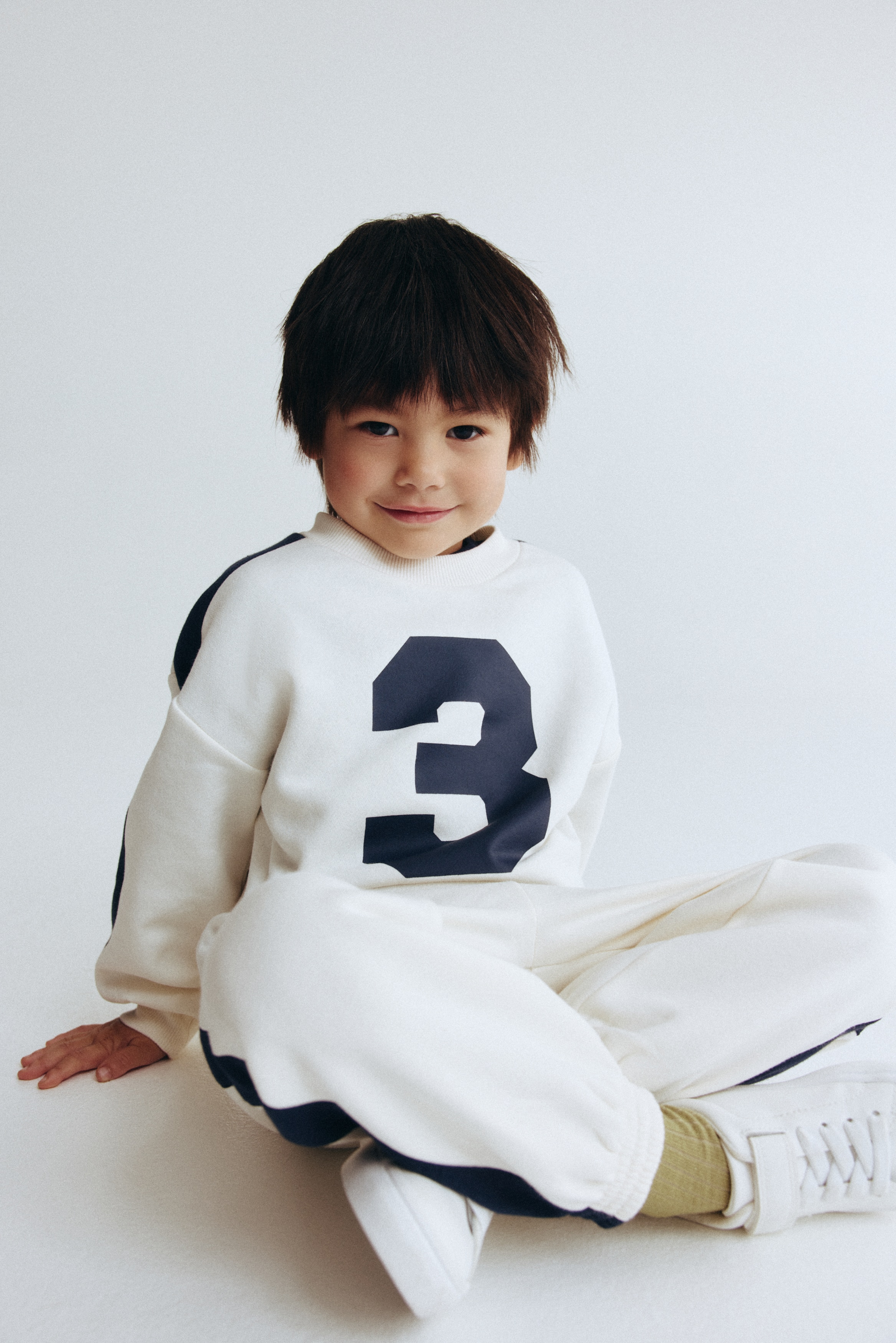 Ensemble 2 pièces en molleton imprimé - Crème