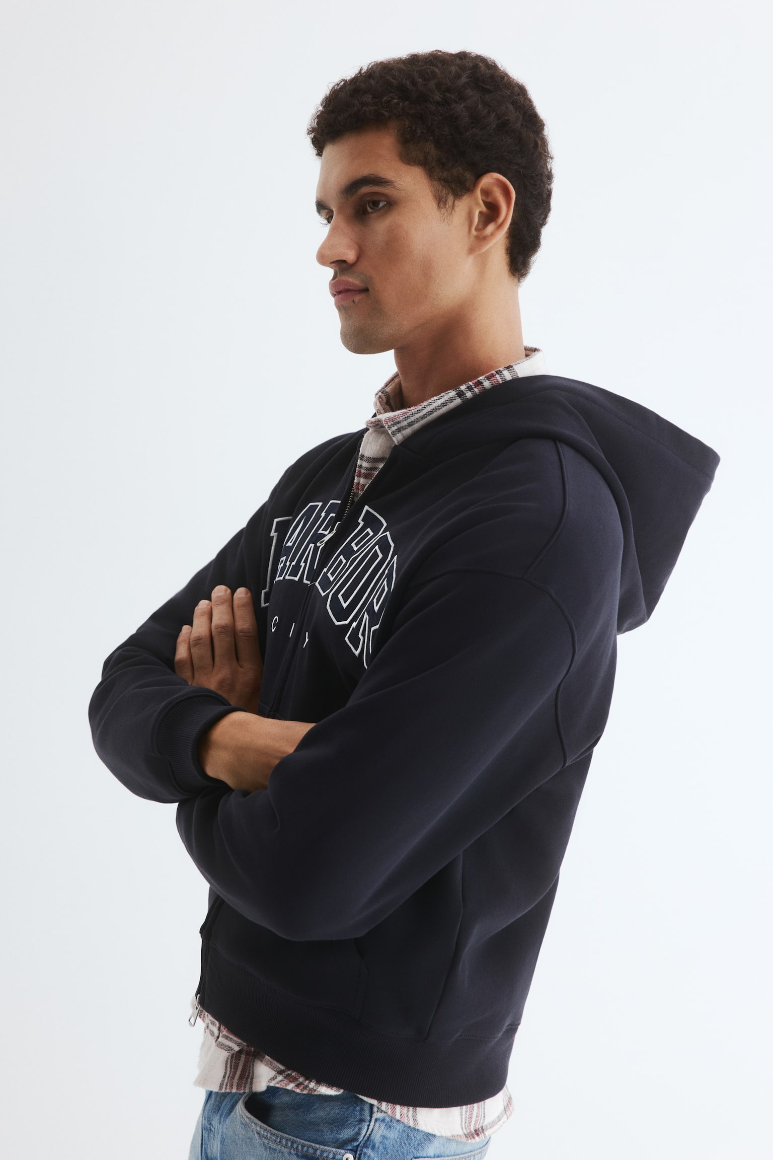 Loose Fit Zip-through hoodie - כחול נייבי/Harbor City - 6