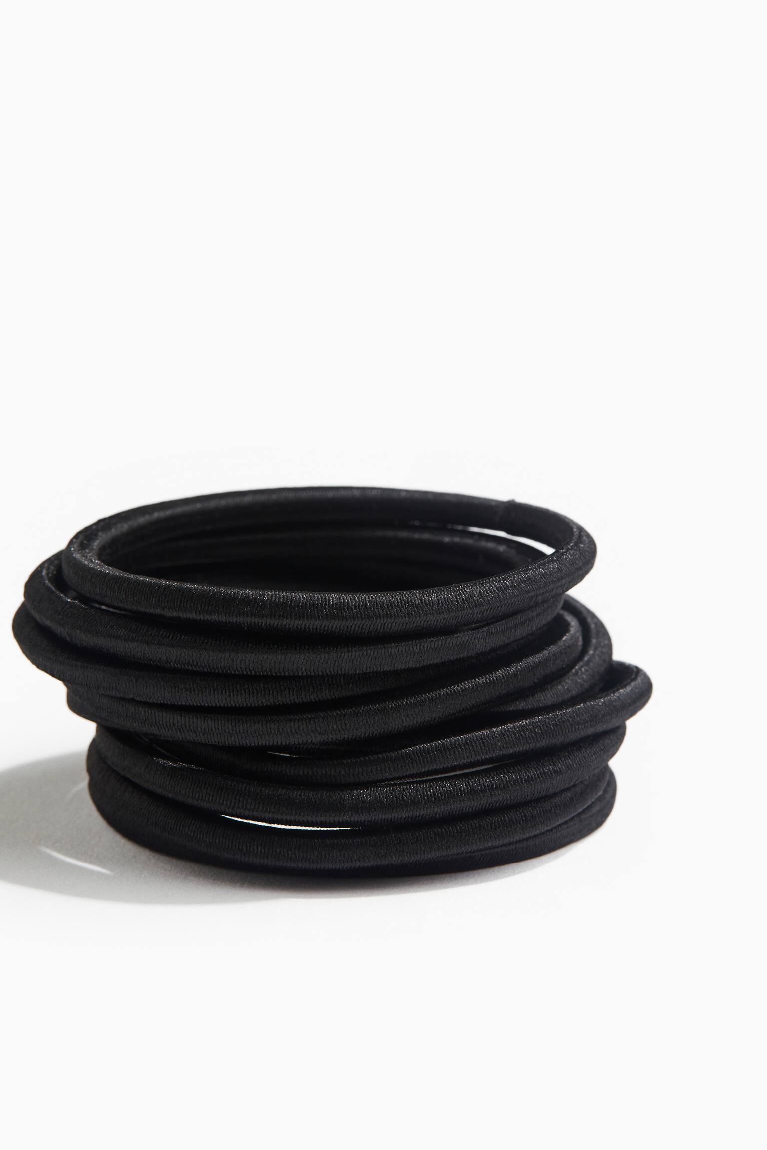10-pack large hair elastics - Black - 3