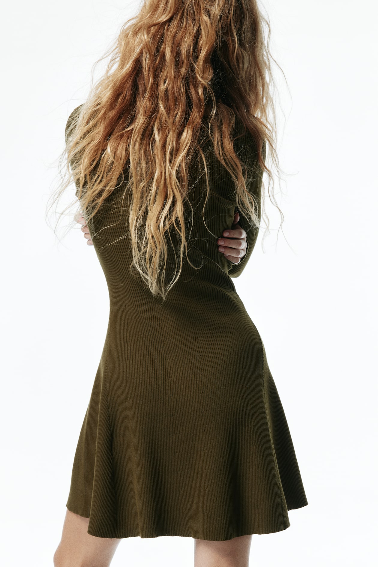 Rib-Knit Dress with Flared Skirt - image 5