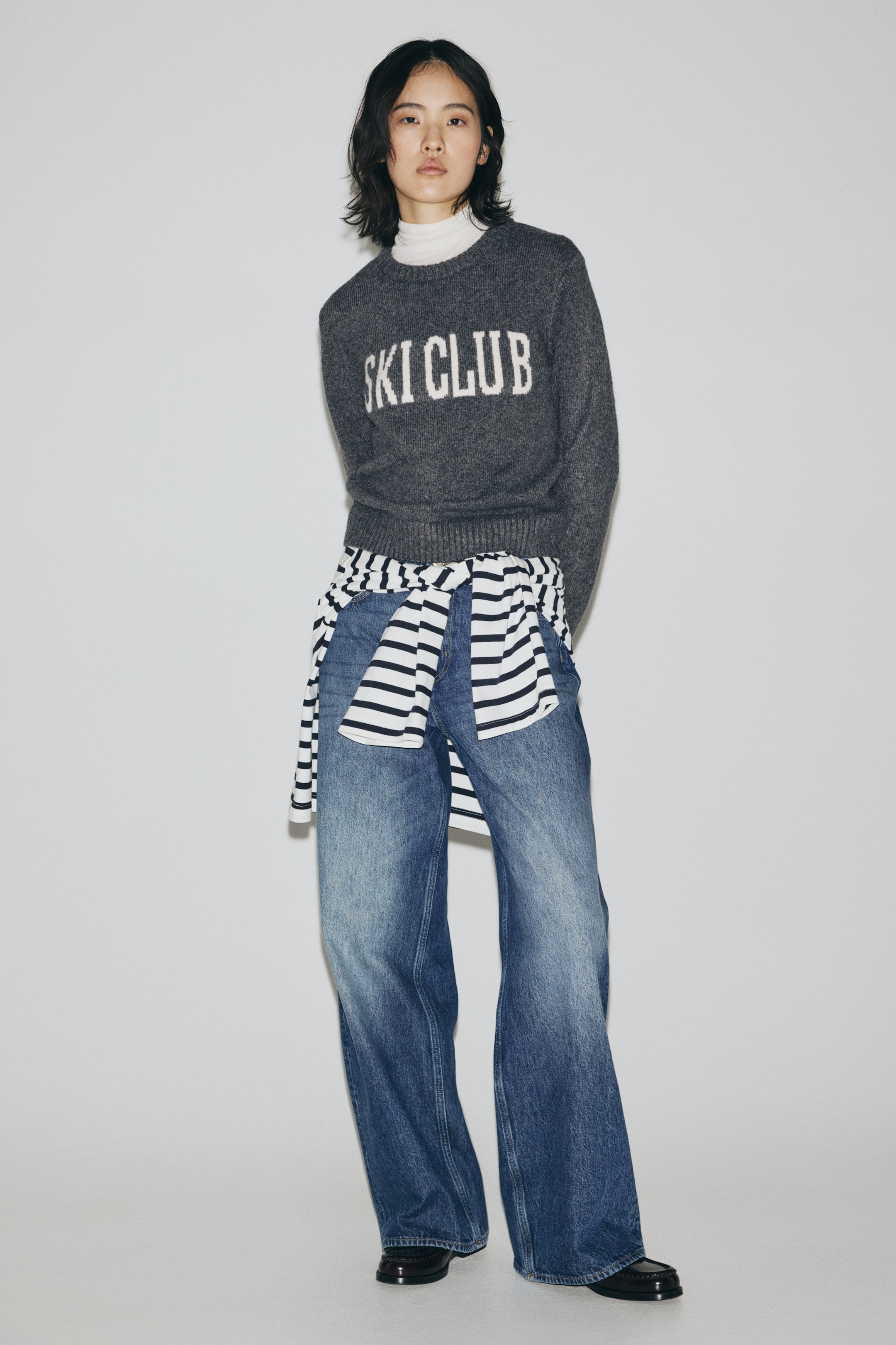 Agrandir l'image: Pull en maille jacquard - Gris foncé chiné/Ski Club - FEMME | H&M CH 2