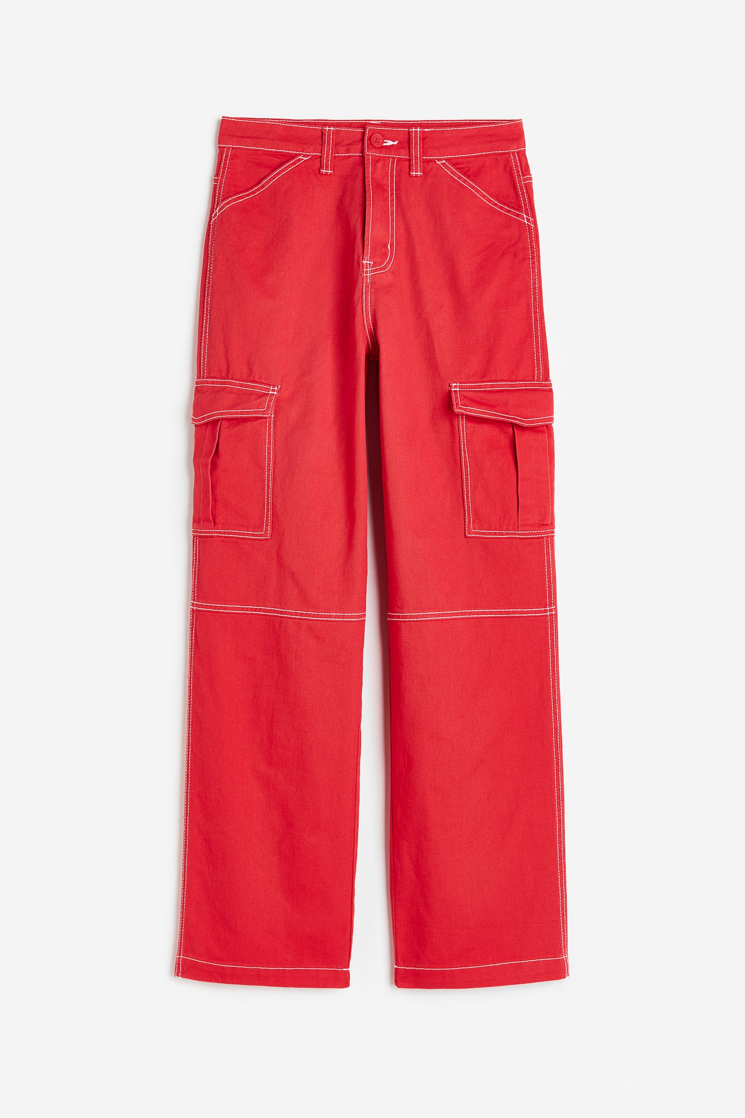 Twill cargo trousers - Red/Black