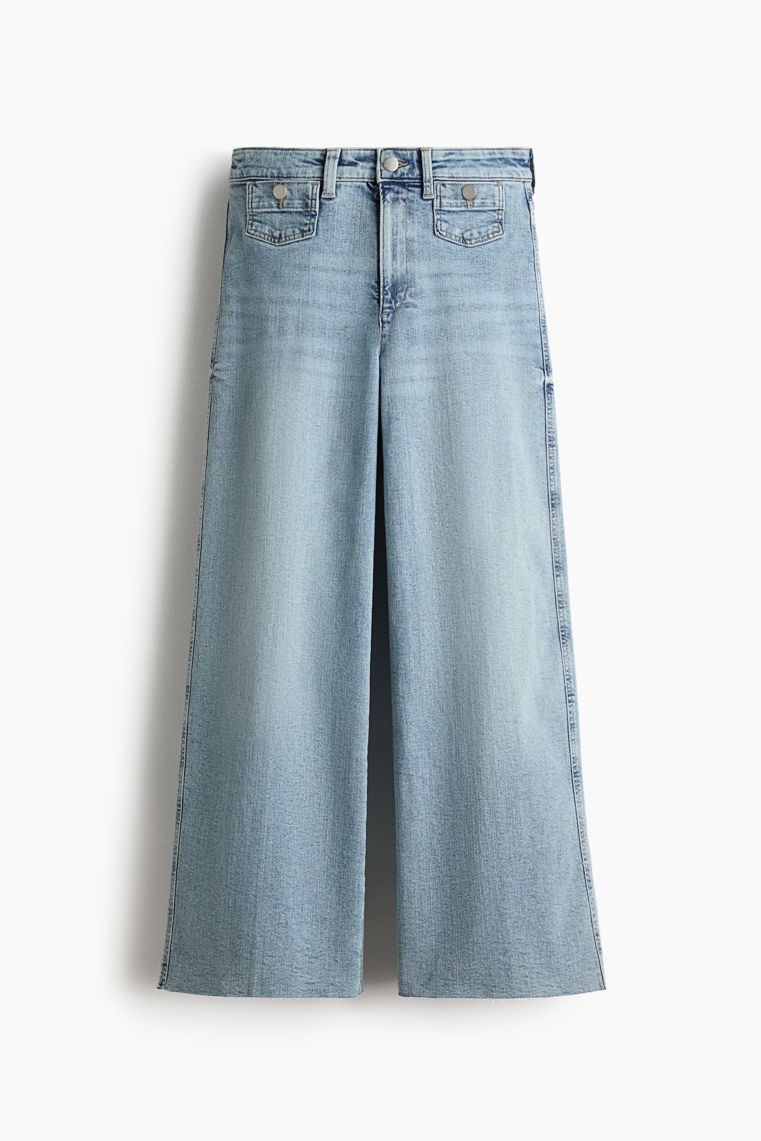 Wide High Waist Ankle Jeans - Svetla teksas plava/Tamna teksas plava/Jarkocrvena/Bela/Mornarsko teksas plava/Teksas plava - 2