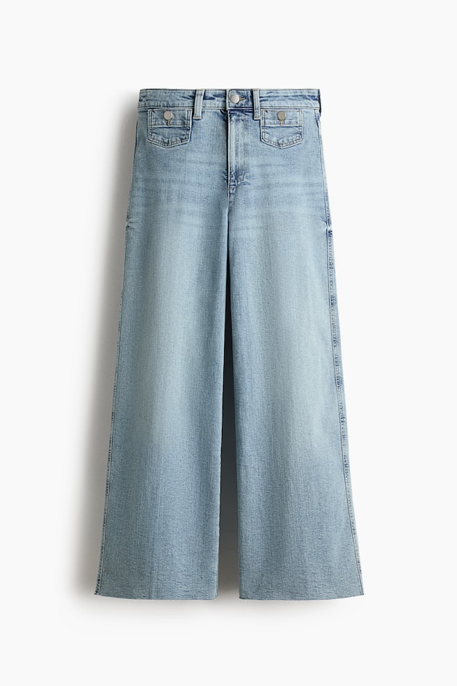 Wide High Waist Ankle Jeans - Light denim blue/Light beige/Bright red/Dark denim blue/White - 1