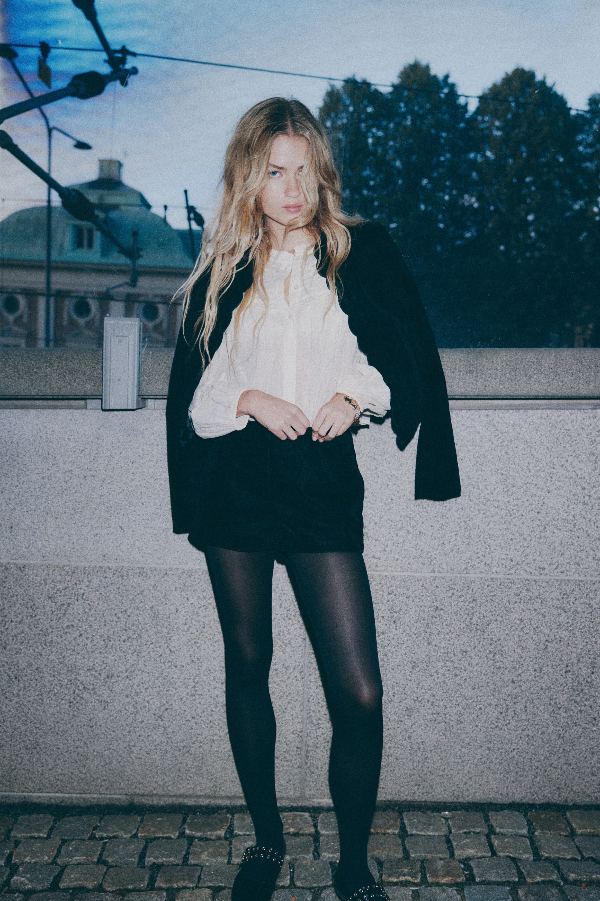 Flocked denim jacket