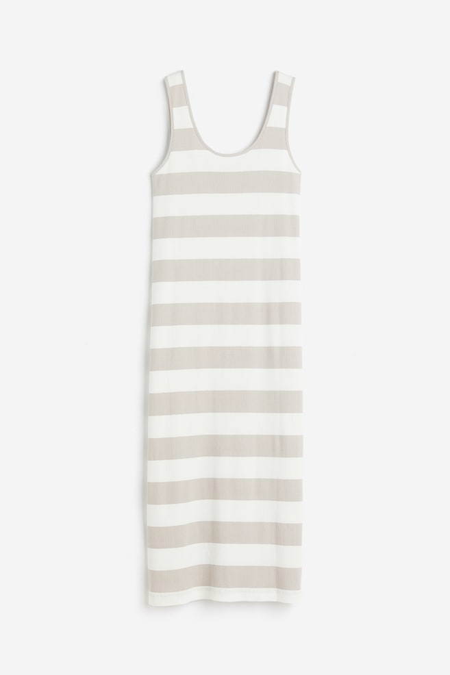 Ribbed dress - Light beige/Striped/Black/White striped/Light grey marl/Red/White striped/dc - 2