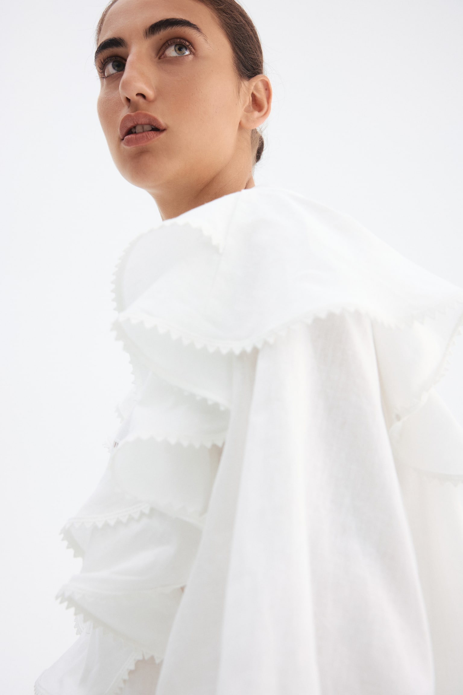 שמלת טוניקה מתערובת פשתן - לבן/שחור - 4