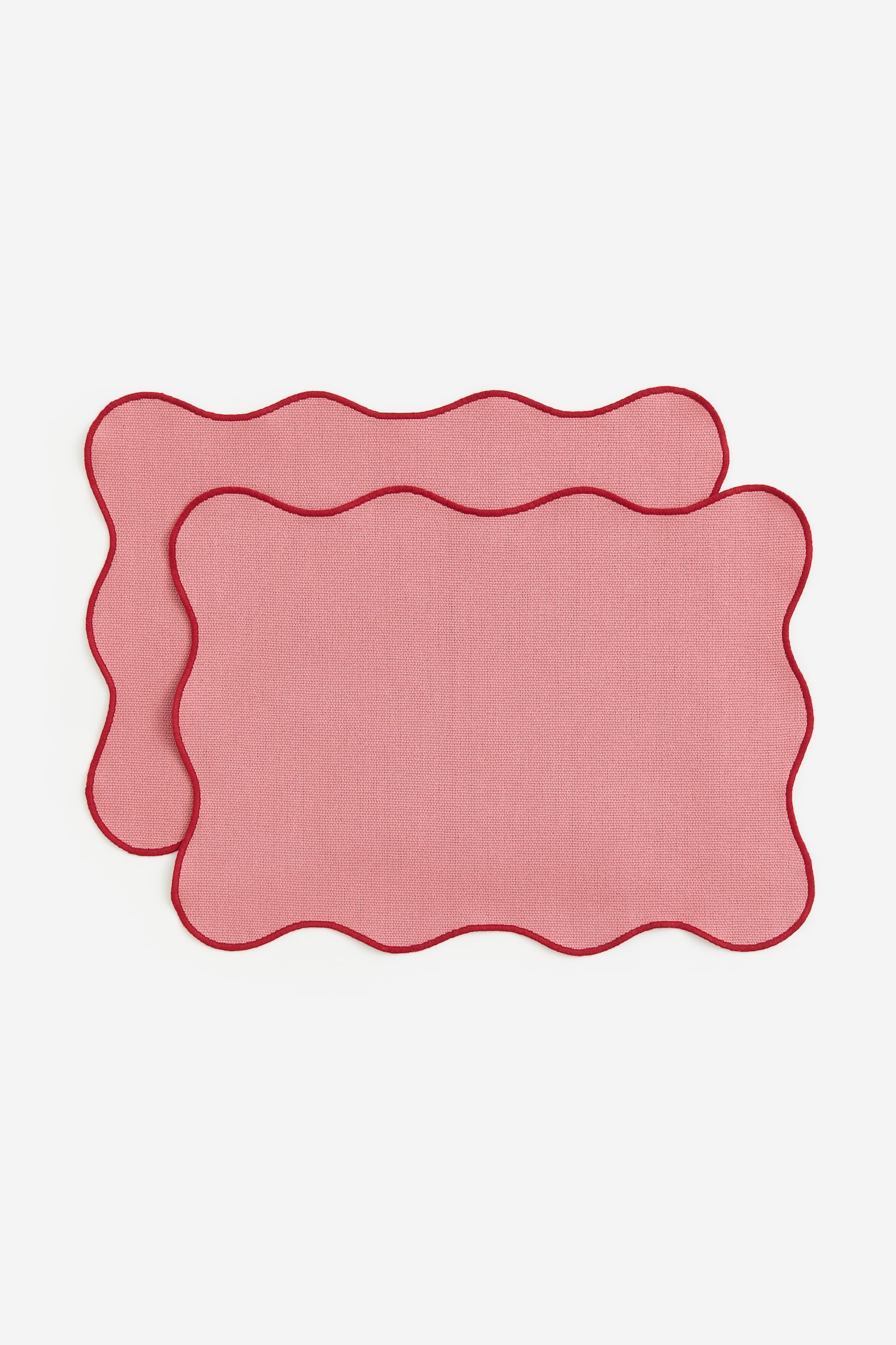 2-pack scallop-edged place mats - Pink/Red/Light beige/Purple - 1