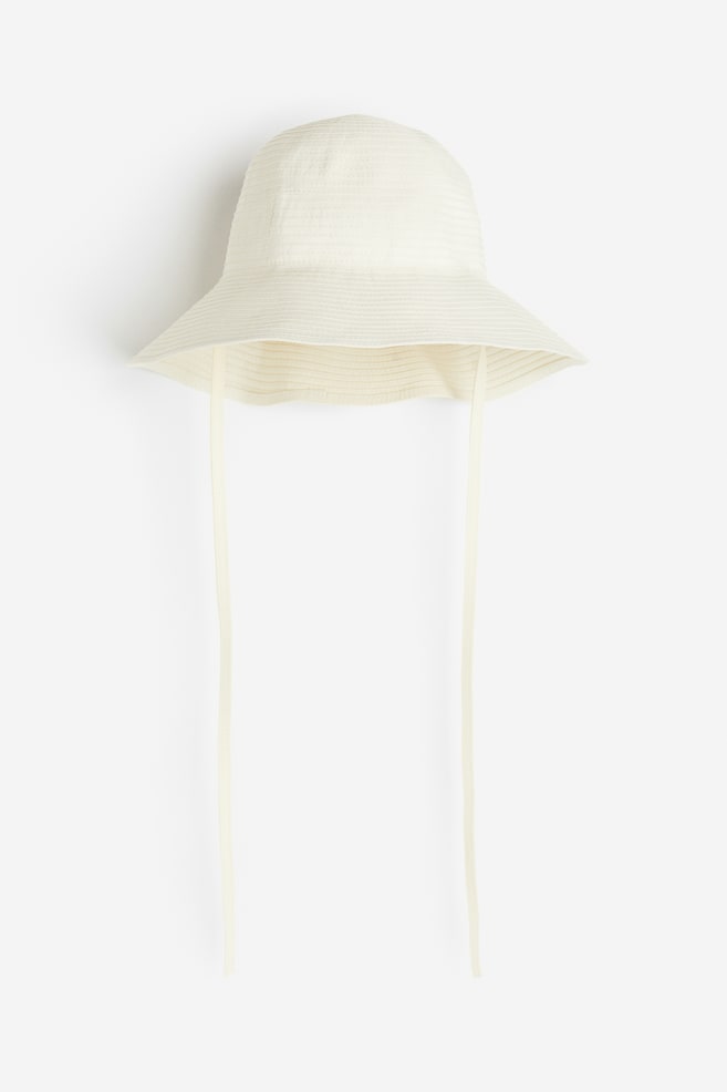 Tie-detail sun hat - White - 1