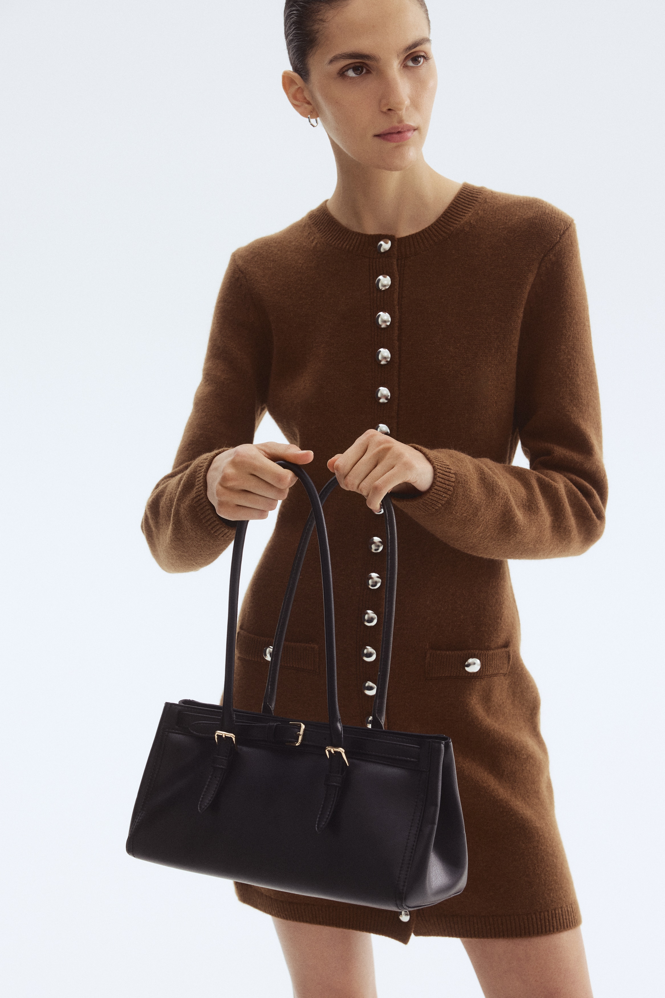 Knitted button-front dress