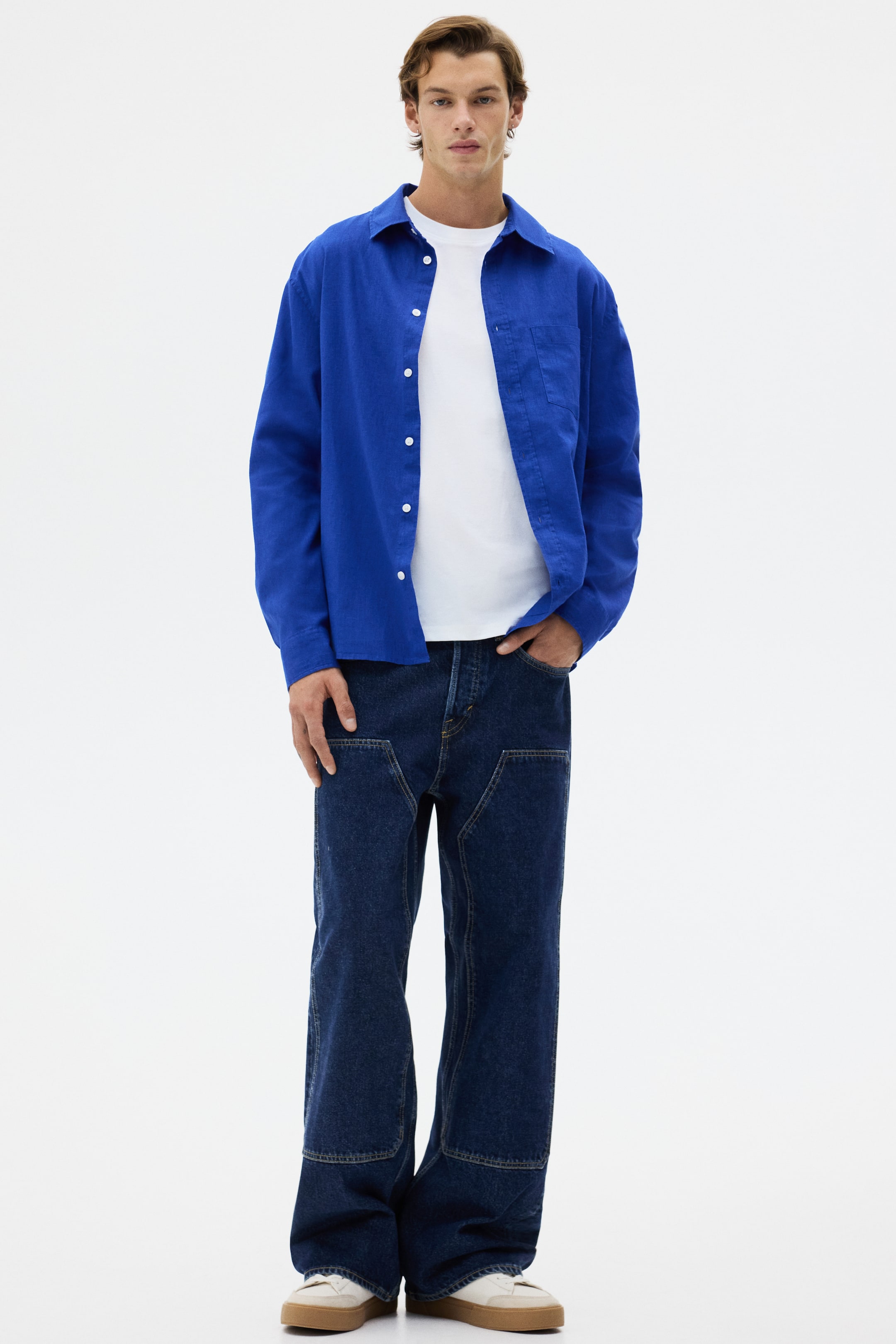 View larger image: Regular Fit Linen-blend shirt - Bright blue - Men | H&M IN 1