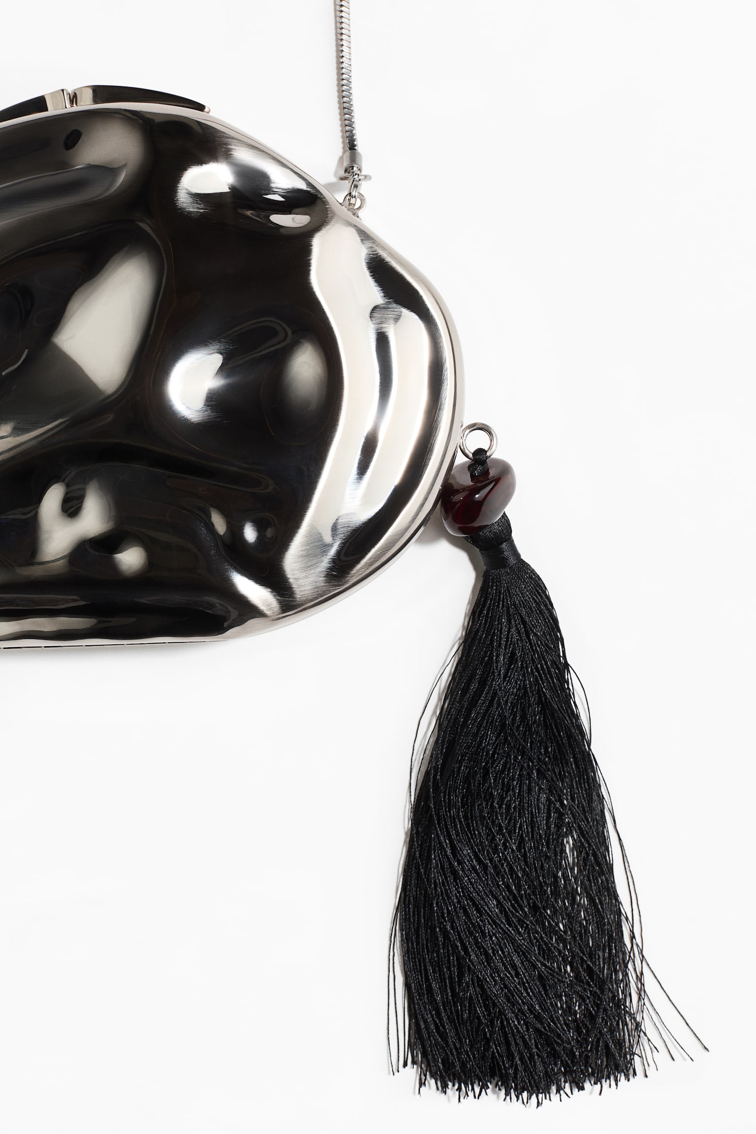 Asymmetric metal clutch - Silver-coloured - 4