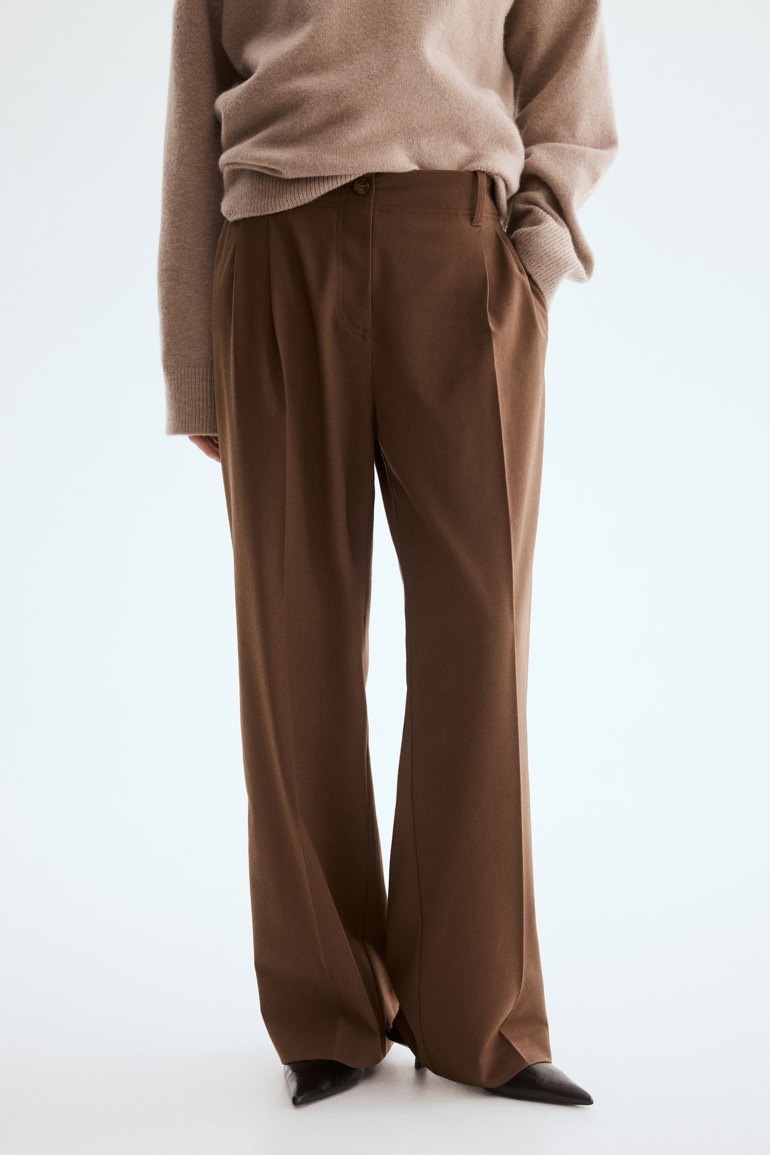 Tailored trousers - Brown/Black/Light beige - 4