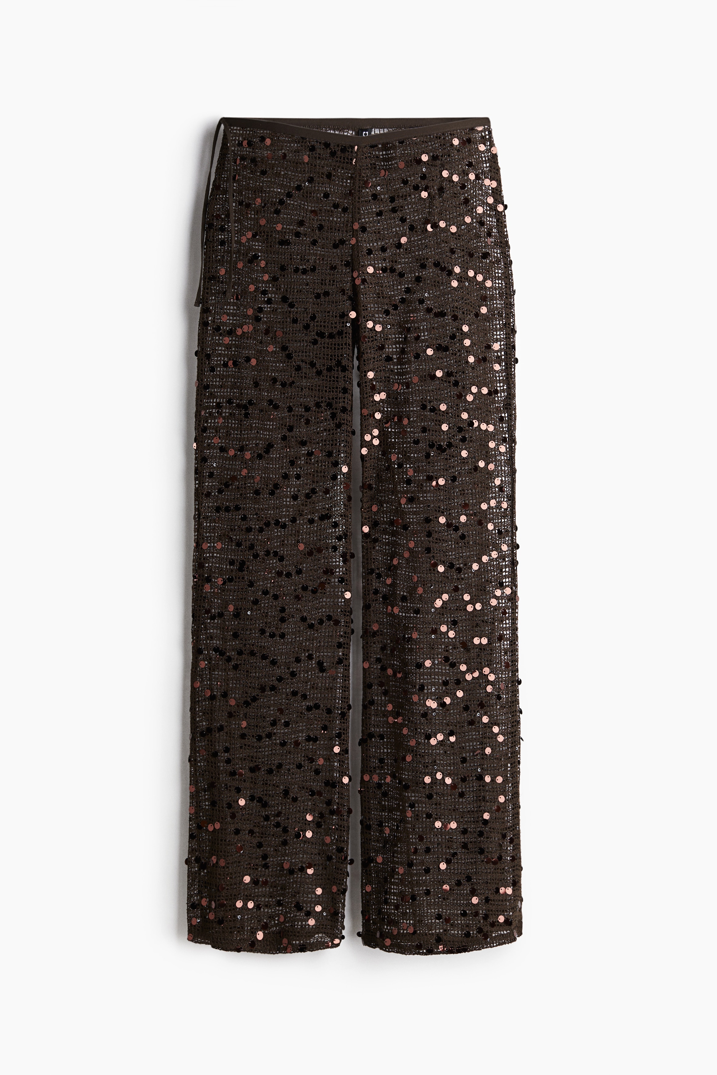 Sequined net trousers - Dark brown