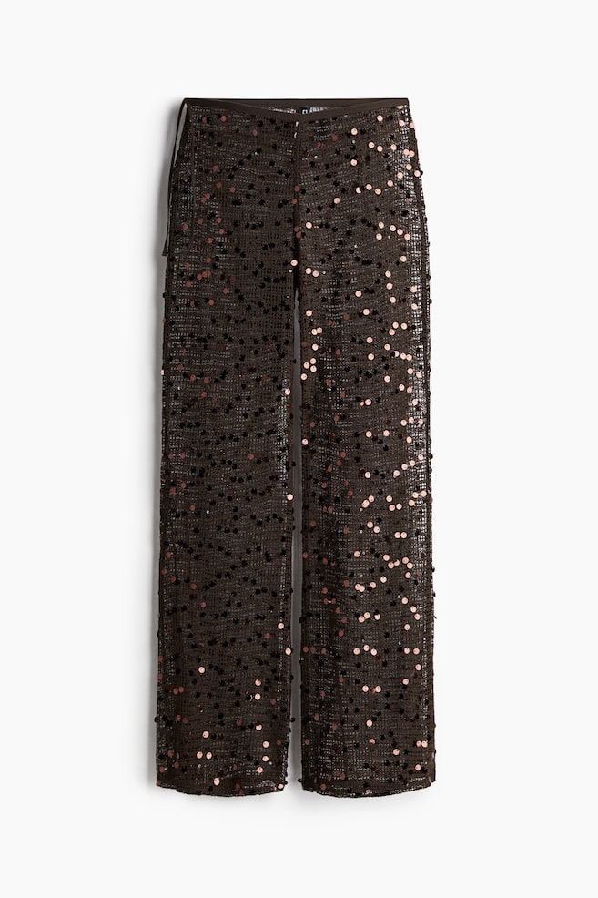 Sequined net trousers - Dark brown - 1