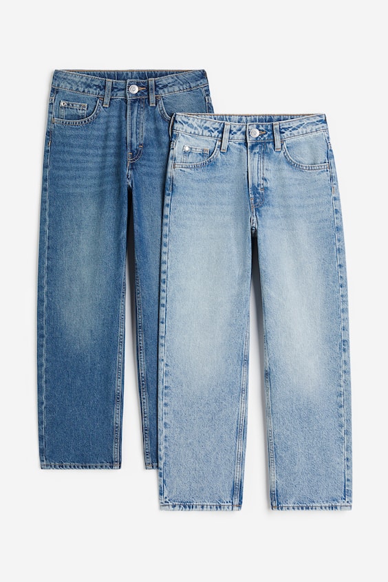 Детские джинсы H&M 2-pack Loose Fit, цвет: Джинсовый синий