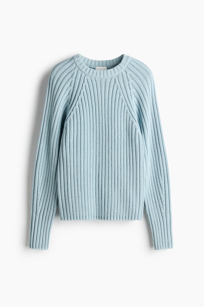 Rib-Knit Sweater - Light blue/Light pink/Bright red/Light beige - 1