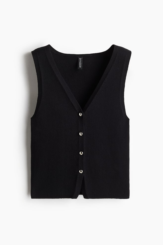 Button-Front Sweater Vest - Black/Bright red/White - 1