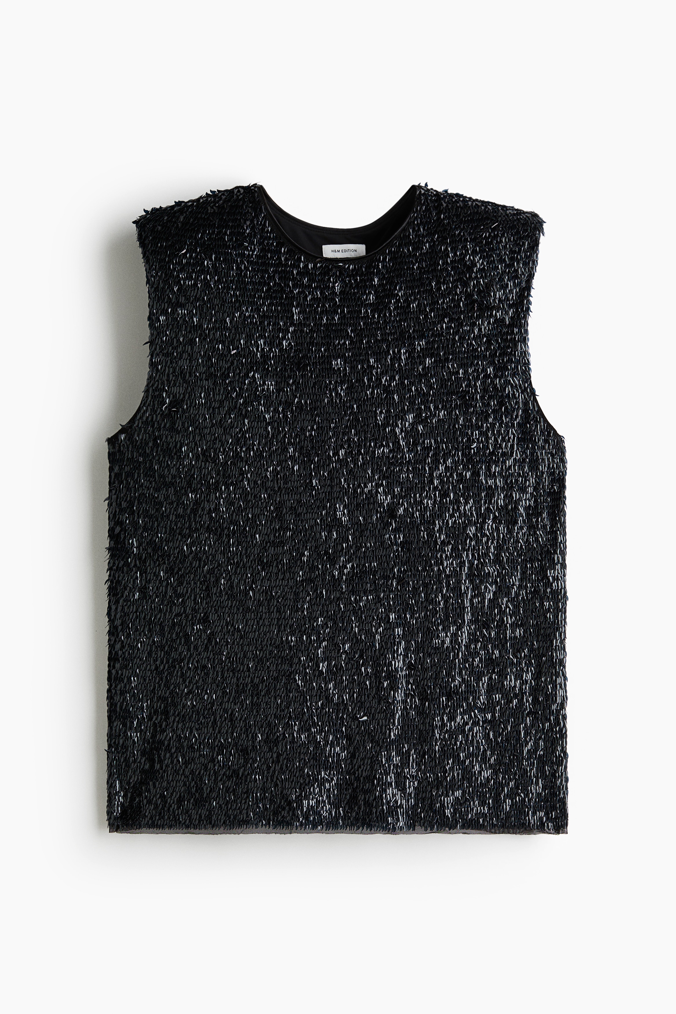 Top cu pernițe la umeri și cu paiete - Negru