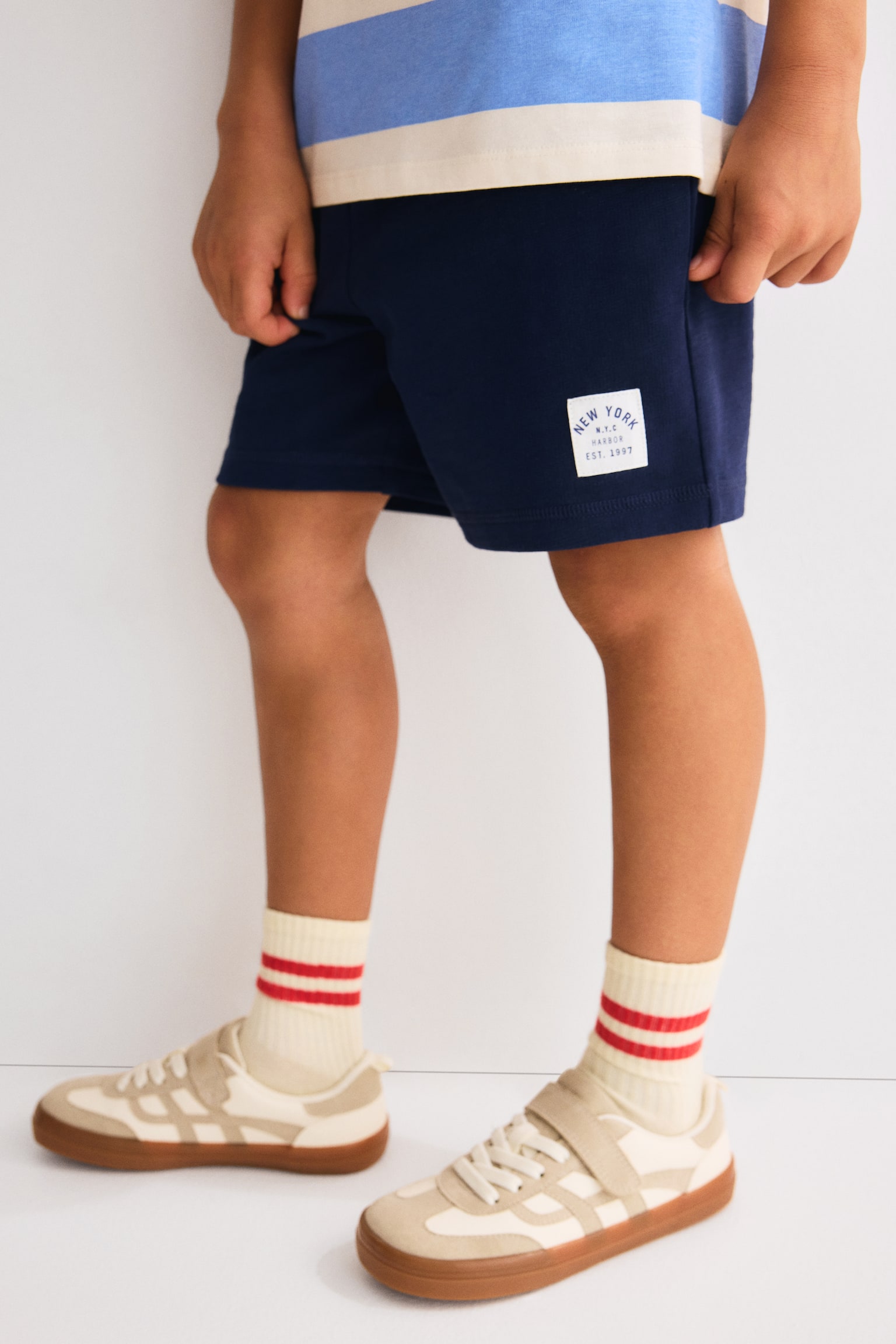 Sweatshort - Donkerblauw/New York/Beige - 4