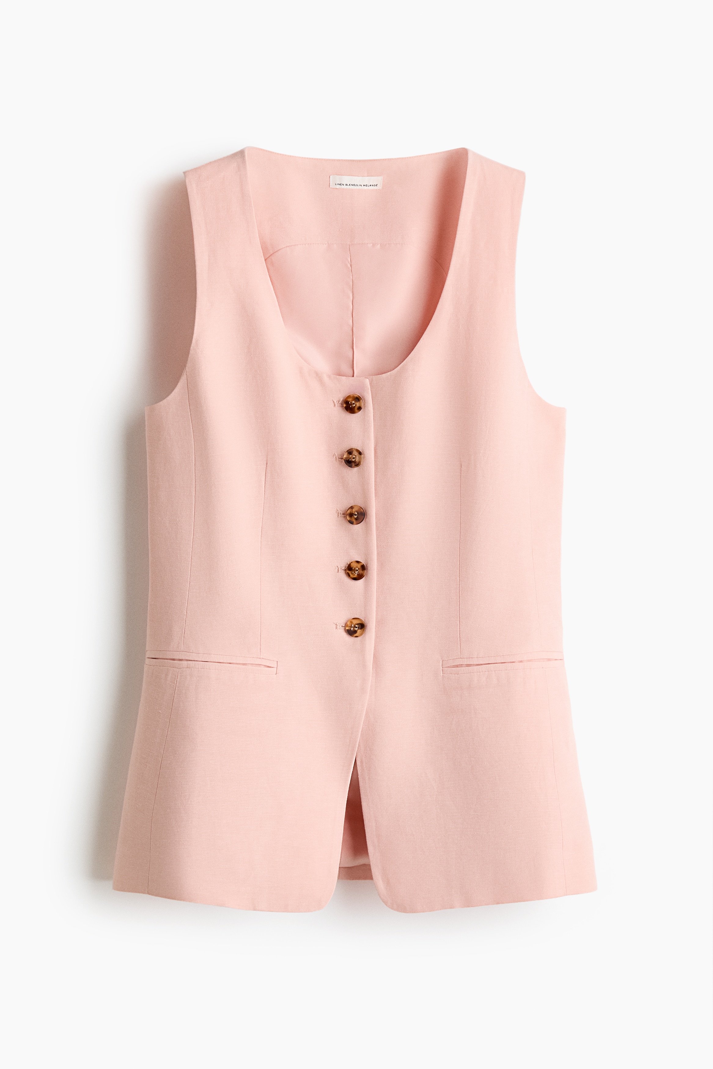 Chaleco sastre en mezcla de lino - Rosa