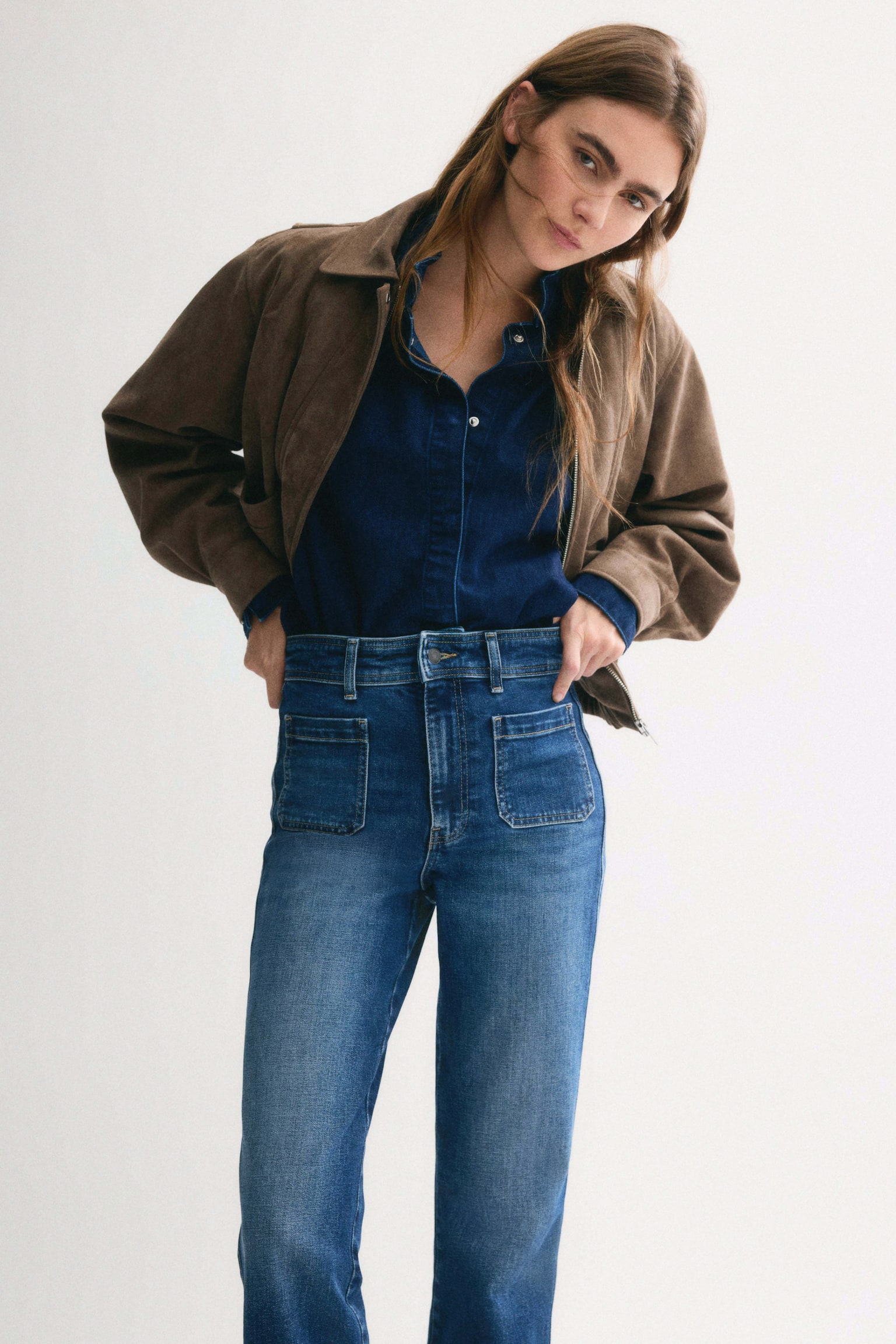 Flared High Jeans - Blu denim scuro/Bianco/Blu denim scuro/Rosa pesca/Marrone/leopardato/Blu denim scuro/Blu denim/Bianco - 5