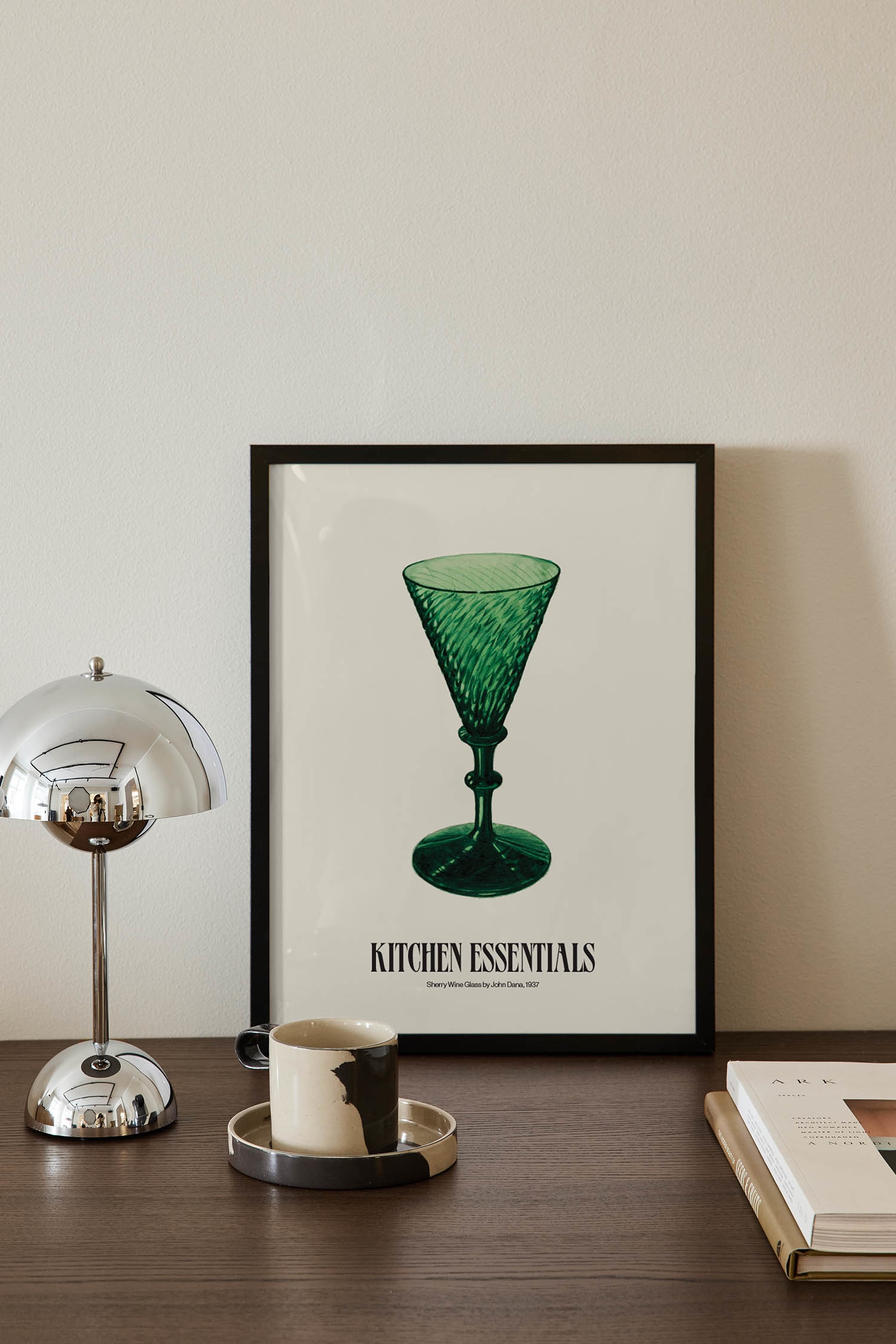 Sherry Wine Glass Poster-Grön/beige