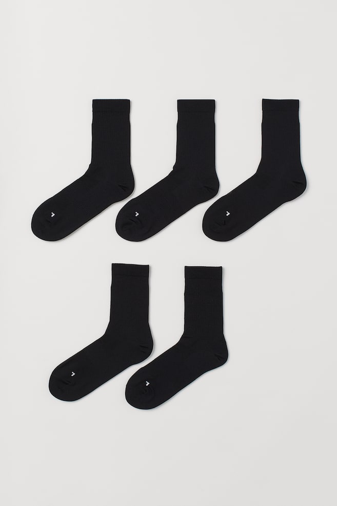 5-pack sports socks - Black/White/Black/White/Dark grey marl - 1