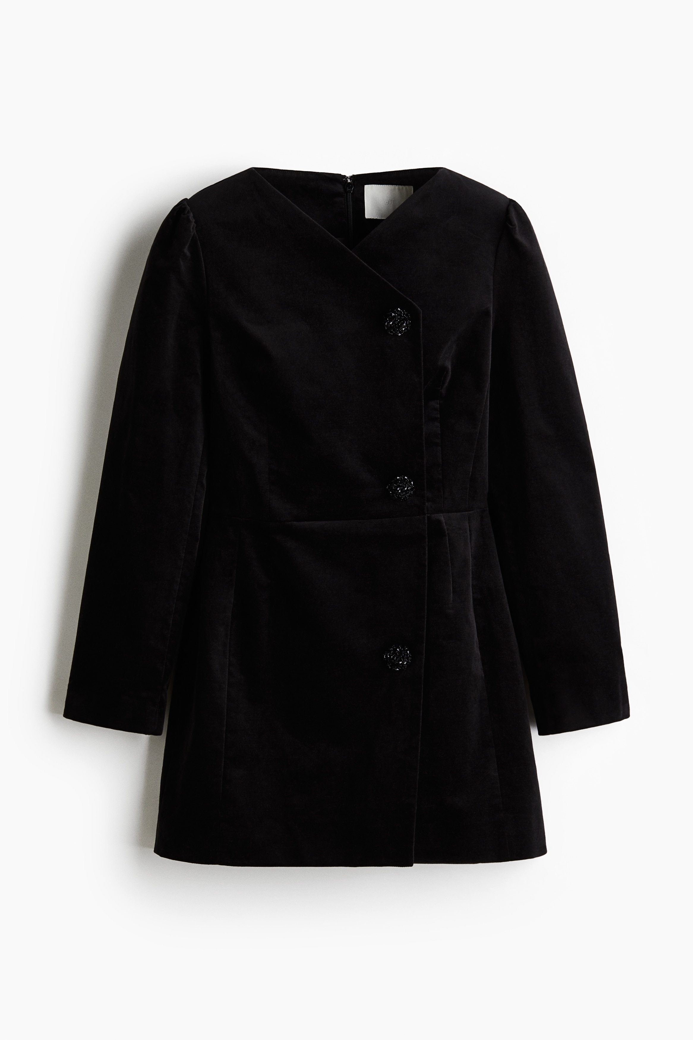 Rochie-sacou din catifea - Negru