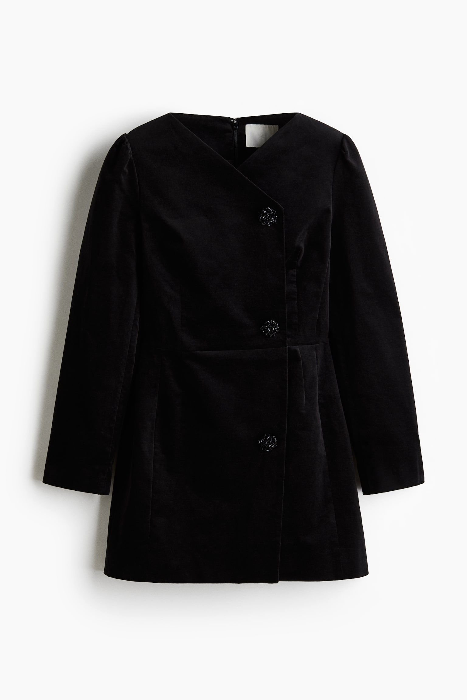 Sametové šaty sako - Černá - 1