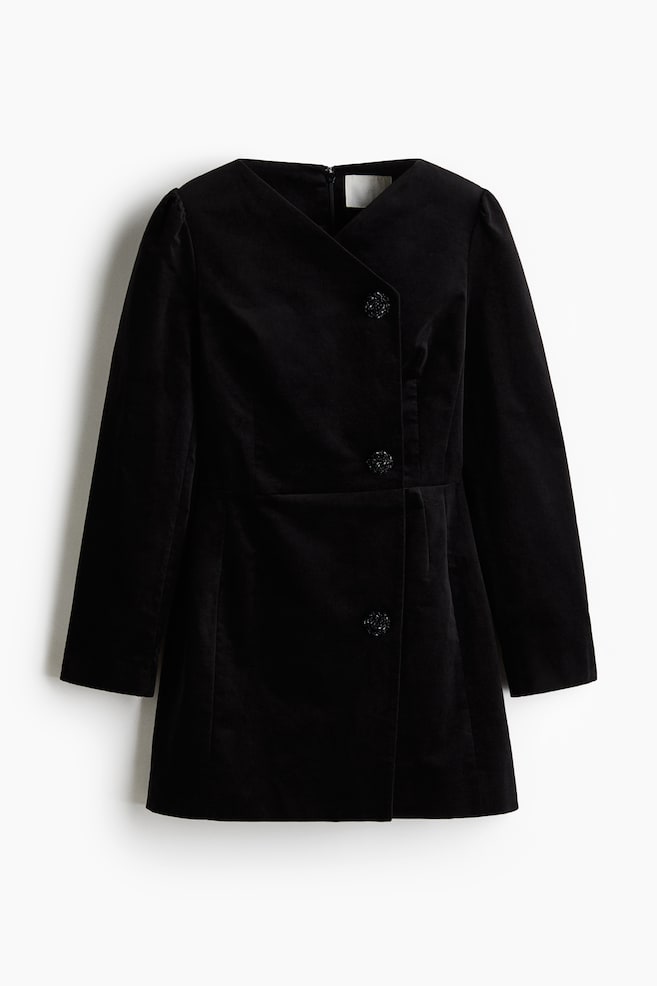 Vestido blazer de terciopelo - Negro - 1