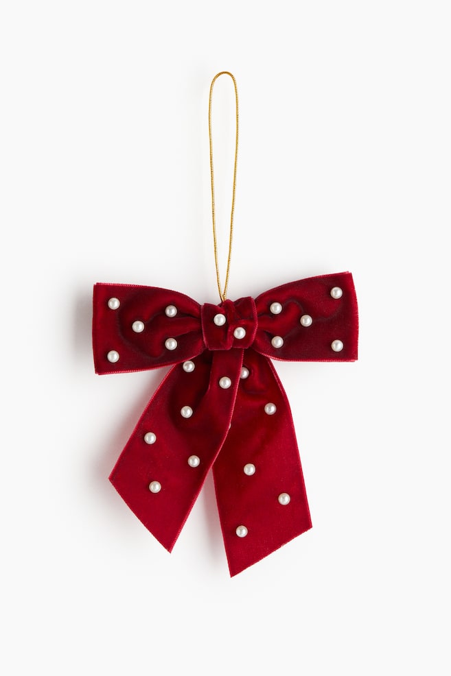 Grande fiocco decorativo con perline - Rosso/Nero - 1