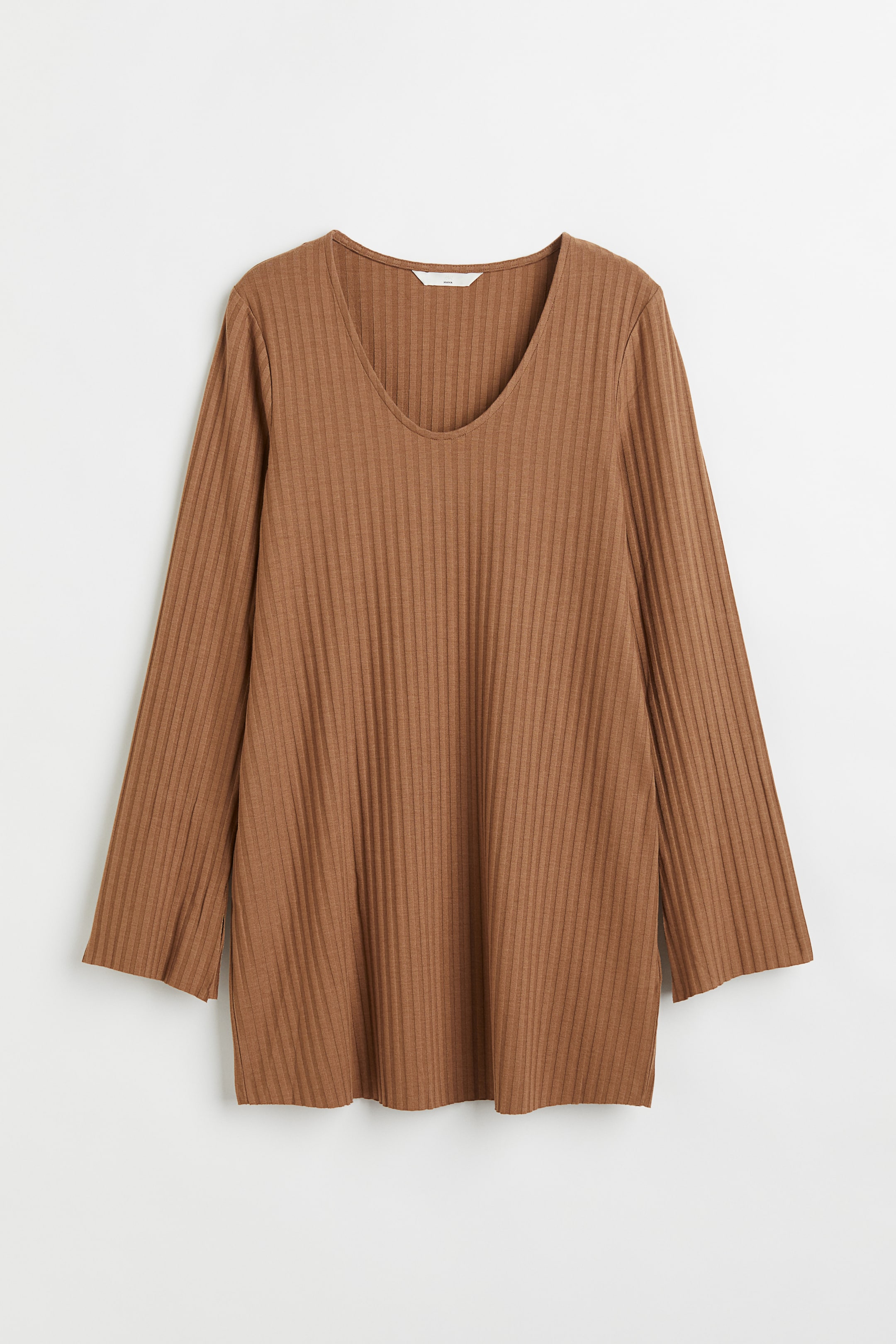 Visa större bild: MAMA Ribbad topp med slits - Mörkbeige - DAM | H&M FI 1