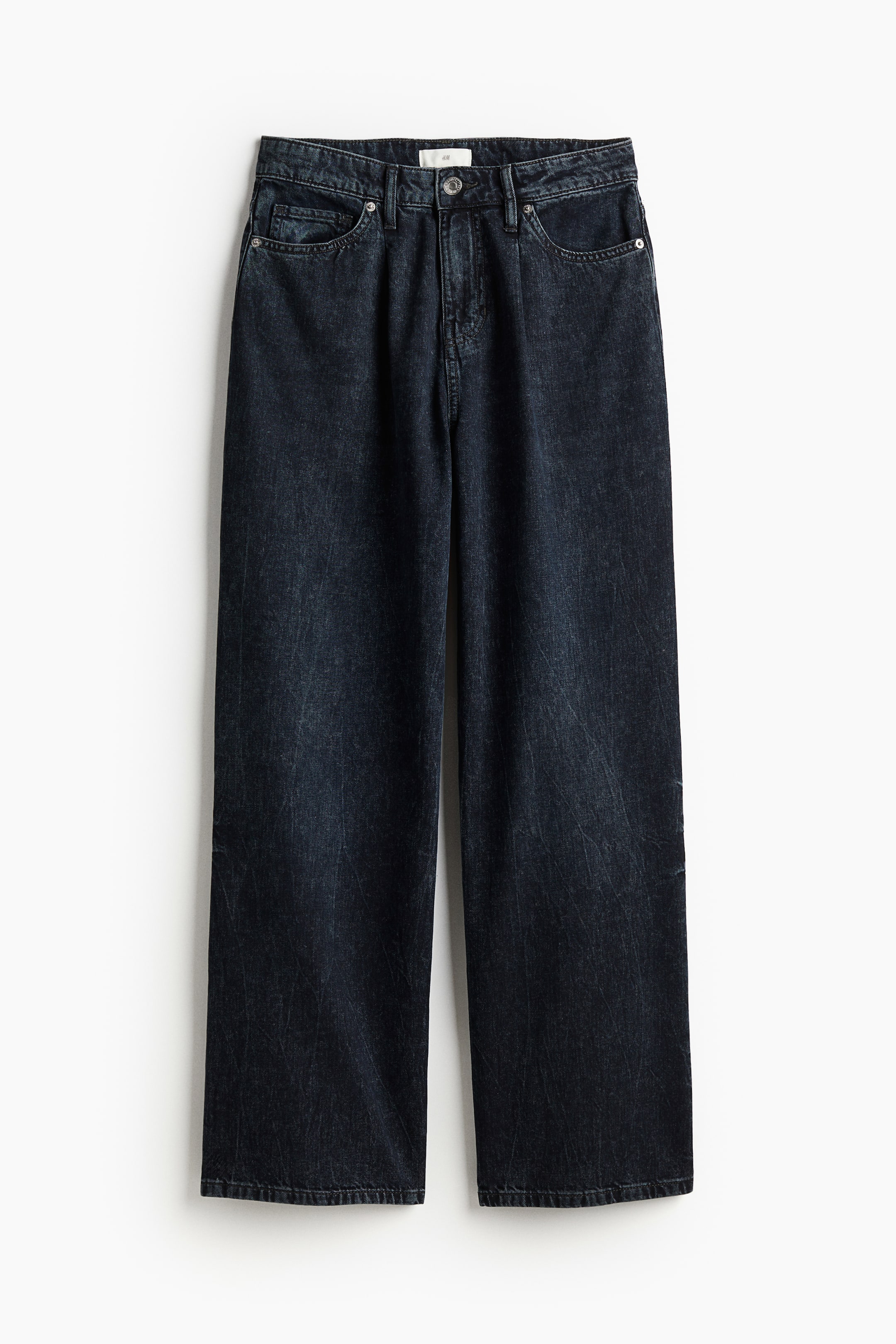 Wide denim trousers - Black/Washed out - Ladies | H&M GB