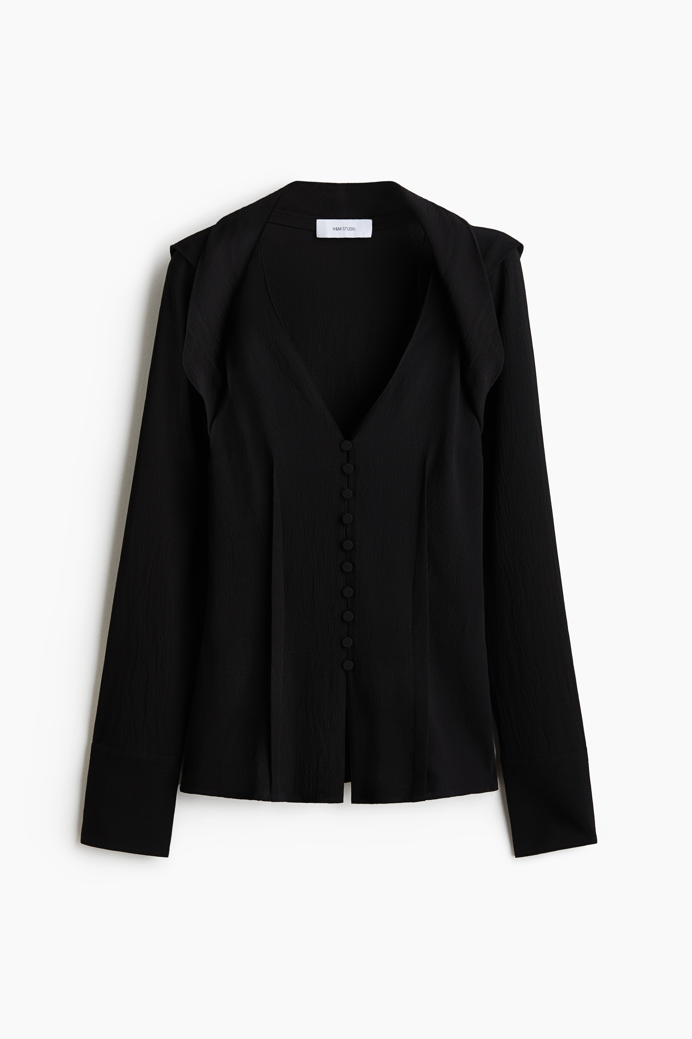 Button-front crêpe blouse - Black