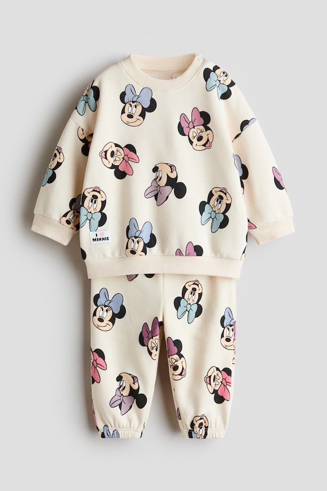 2-piece printed sweatshirt set - Cream/Minnie Mouse/Light pink/Hello Kitty - 1