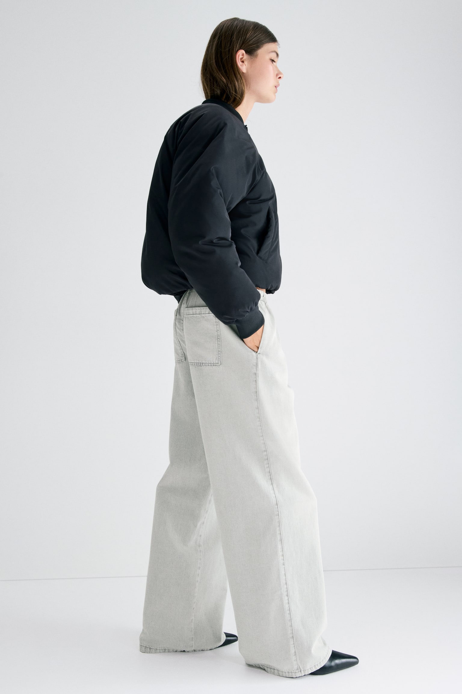 מכנסי ג'ינס עם גומי - אפור בהיר/כחול ג'ינס/Light beige/Striped - 5