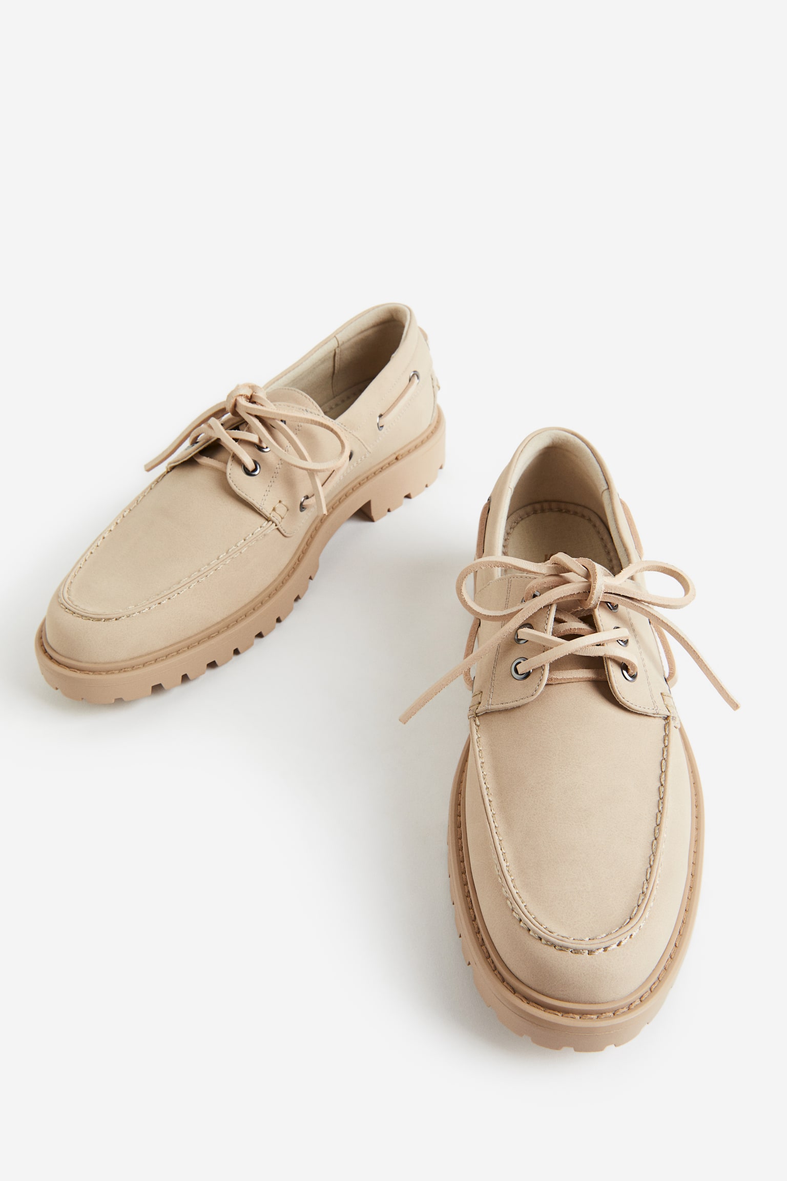 Chunky Boat Shoes - Beige/Black - 3