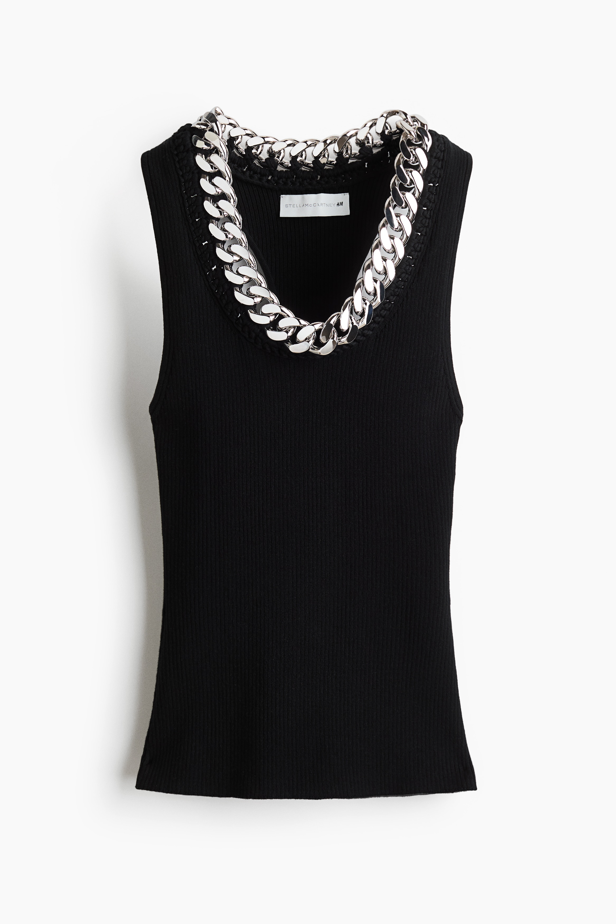 Chain-Detail Ribbed Tank Top